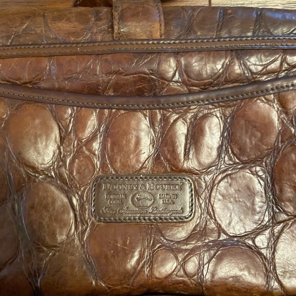 VTG RARE Dooney & Bourke Crossbody Bag Brown Leather Alligator Croc Embossed USA - Picture 5 of 16